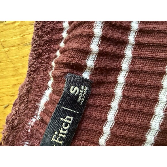vtg ABERCROMBIE & FITCH striped y2k henley top S babydoll ribbed bella swan Lace - Picture 4 of 6